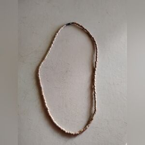 Elegant Tan Cork Cylinder Shape Beaded Necklace With Fastener
